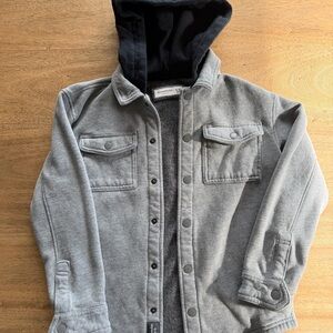 Boys  Grey Abercrombie Kids Snap Front Hooded Fleece Jacket Size 9/10